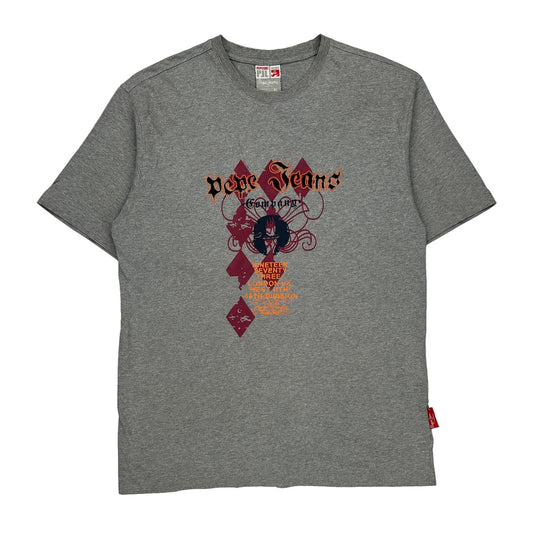 Pepe Jeans Graphic T-Shirt - XL Grey Cotton