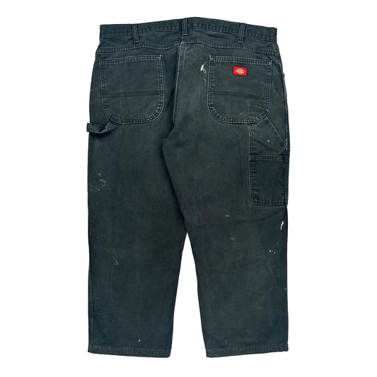 Dickies Double Knee Carpenter Trousers - 40W 27L Black Cotton
