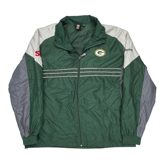 Green Bay Packers Reebok Football Windbreaker - XL White Polyester