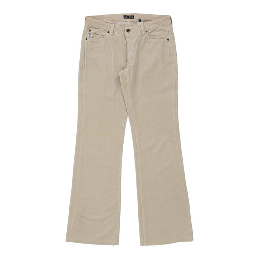 Armani Jeans Flared Trousers - 31W UK 10 Cream Cotton