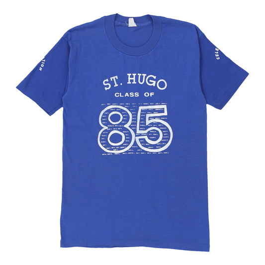 Vintage blue Single Stitch 1980s St. Hugo Class of 85 Unbranded T-Shirt - mens small