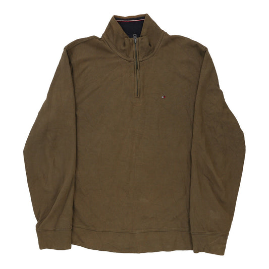 Vintage khaki Tommy Hilfiger 1/4 Zip - mens large