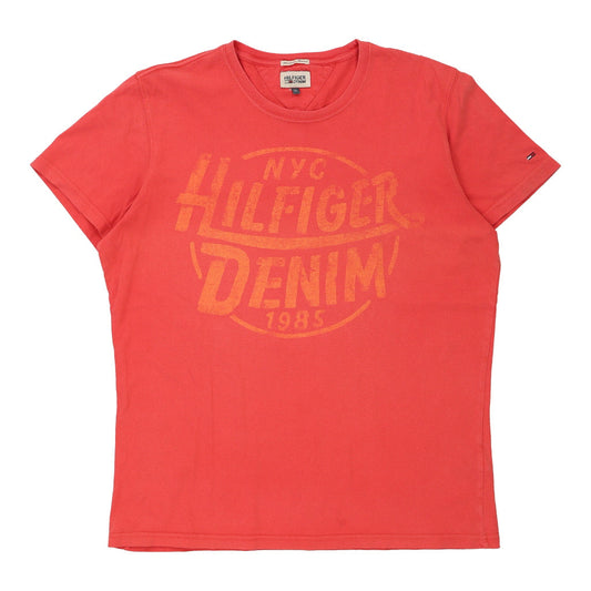 Vintage pink Hilfiger Denim T-Shirt - mens x-large