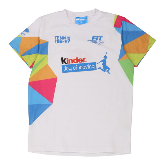 Vintage white Age 16 Kinder Joy of Moving Karhu T-Shirt - boys medium