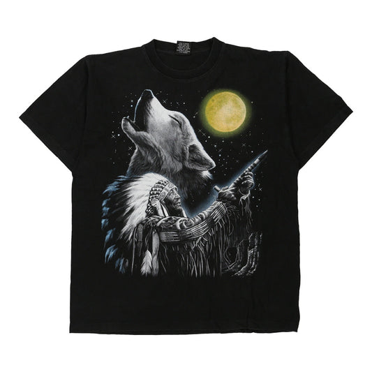 Vintage Rock Eagle Graphic T-Shirt - XL Black Cotton