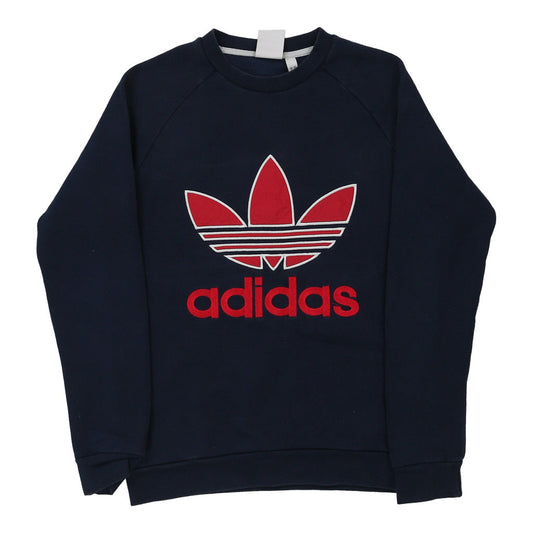 Vintage Adidas Spellout Sweatshirt - XS Navy Cotton Blend