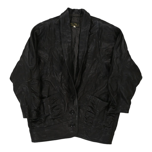 Vintage black 1980s Unbranded Leather Jacket - mens medium