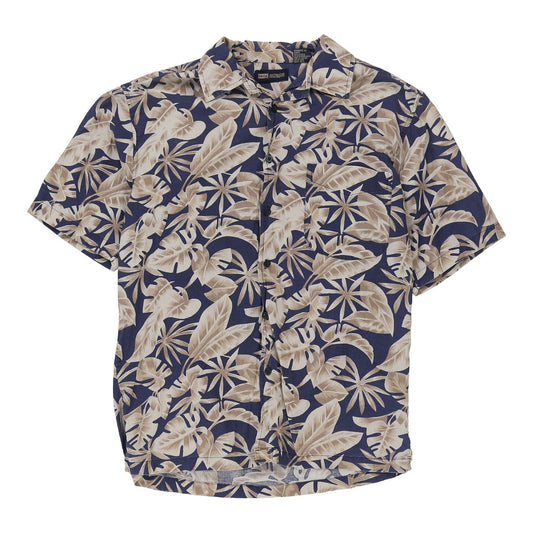 Vintage Faded Glory Hawaiian Shirt - Small Blue Cotton