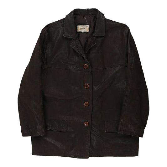 Vintage brown Leather Factory Jacket - womens x-large