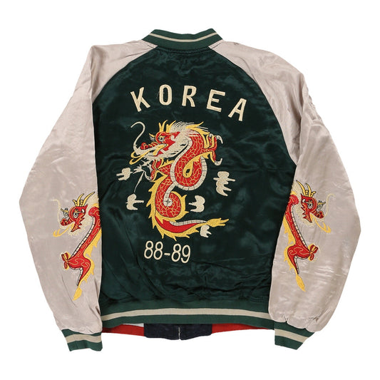 Vintage green Age 9-10 Embroidered Unbranded Varsity Jacket - boys small