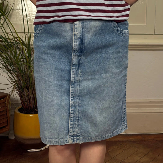 Krizia Mini Denim Skirt - 29W UK 10 Blue Cotton