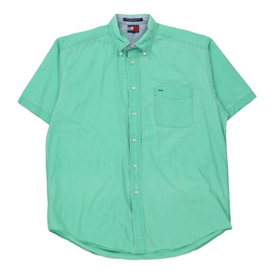 Vintage green Tommy Hilfiger Short Sleeve Shirt - mens large