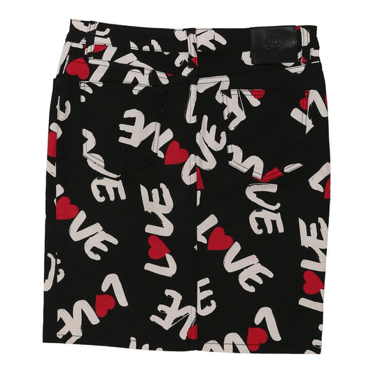 Vintage Love Moschino Graphic Mini Skirt - 30W UK 10 Black Cotton