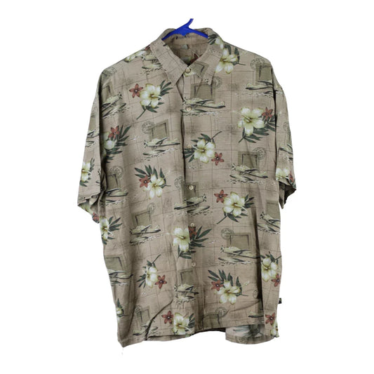 Vintage Unbranded Floral Hawaiian Shirt - Large Khaki Viscose Blend