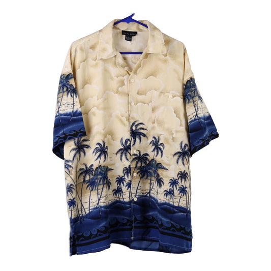 Vintage Oscar Misa Graphic Hawaiian Shirt - XL Beige Polyester