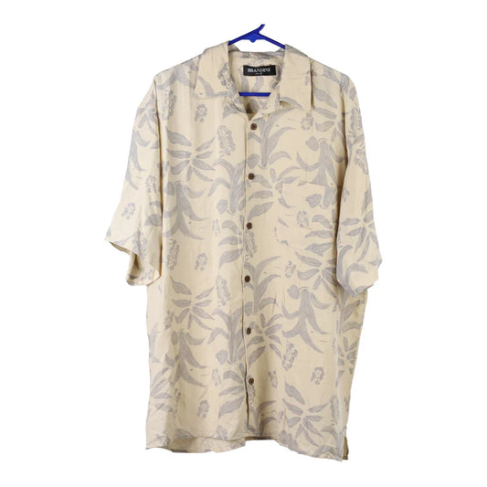 Vintage Brandini Floral Hawaiian Shirt - 2XL Beige Viscose Blend