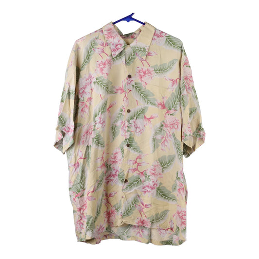 Vintage Pineapple Juice Floral Hawaiian Shirt - XL Beige Viscose Blend