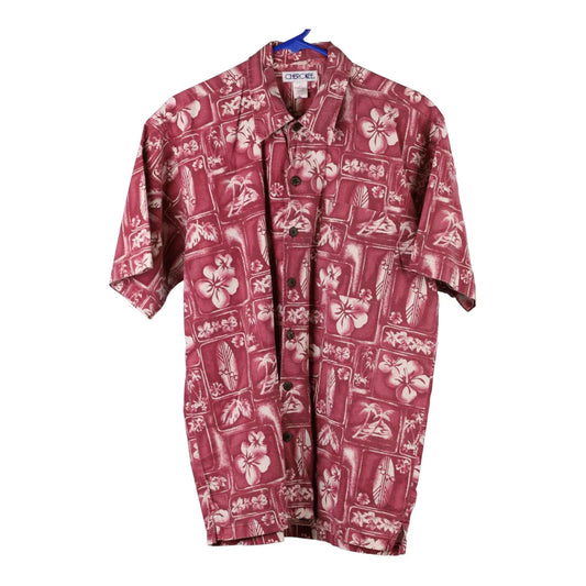 Vintage Cherokee Graphic Hawaiian Shirt - Medium Red Viscose Blend