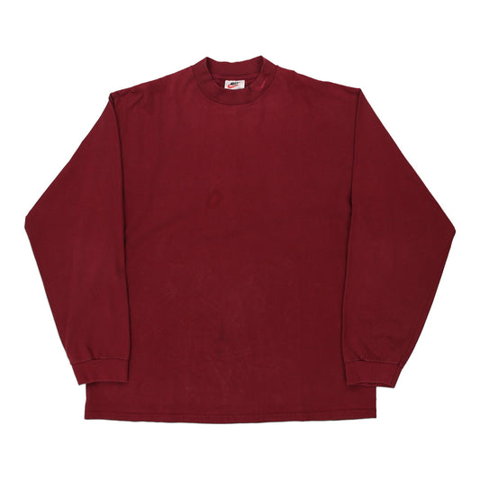 Vintage Made in USA Nike Long Sleeve T-Shirt - XL Burgundy Cotton
