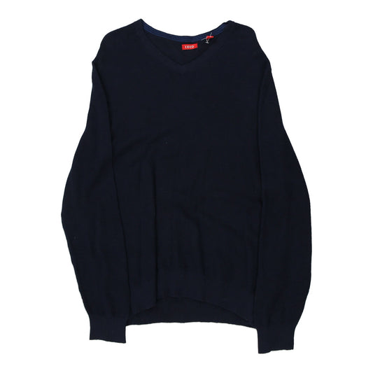 Vintage Izod Jumper - Large Navy Cotton