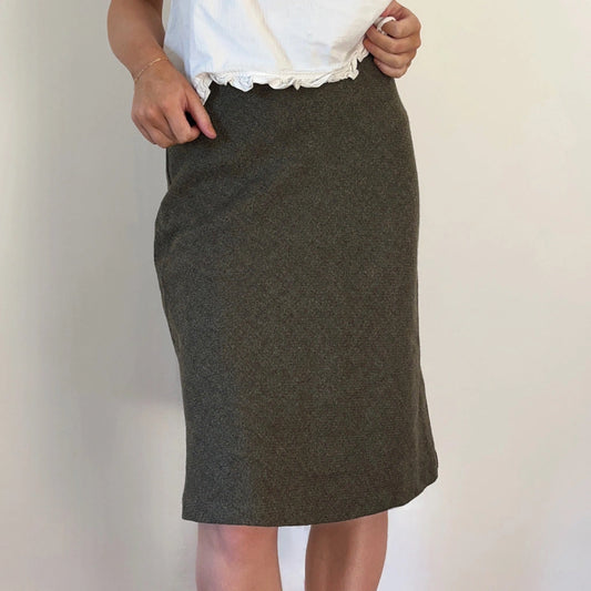 Vintage green Sisley Midi Skirt - womens 26" waist