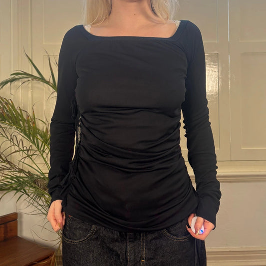 Dolce & Gabbana Sheer Long Sleeve Top - Medium Black Polyester