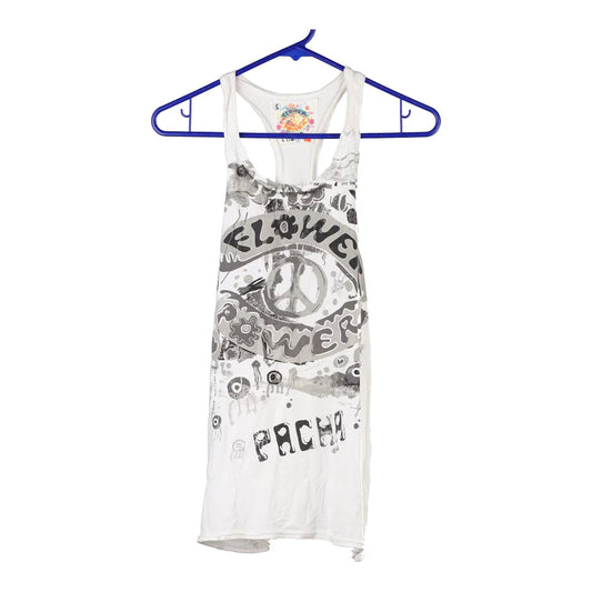 Vintage white Flower Power Vest - womens small