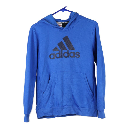 Vintage Age 13-14 Adidas Spellout Hoodie - Large Blue Cotton