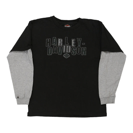 Vintage black Age 10-12 Harley Davidson Long Sleeve T-Shirt - boys medium