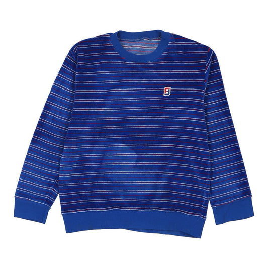 Vintage blue 1970's Unbranded Velour Sweatshirt - mens medium