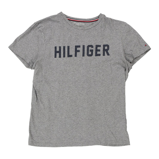 Vintage Tommy Hilfiger Spellout T-Shirt - Large Grey Cotton