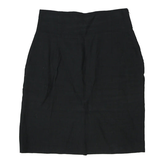 Vintage Oliver By Valentino Mini Skirt - 26W UK 6 Black Linen