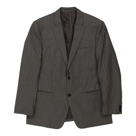 Vintage Versace Pinstripe Blazer - Large Grey Wool Blend
