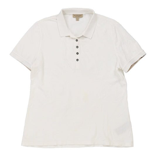 Vintage Burberry Polo Shirt - XL White Cotton