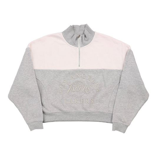 Vintage Los Angeles Lakers Nba Cropped 1/4 Zip - Medium Grey Cotton Blend
