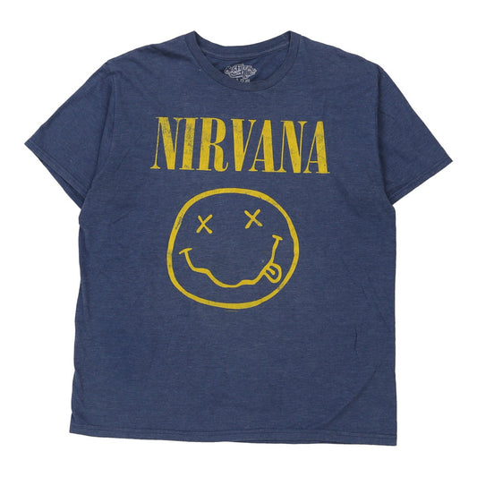 Vintage Nirvana 651 Band T-Shirt - XL Blue Cotton