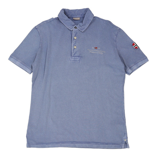 Vintage blue Napapijri Polo Shirt - mens large