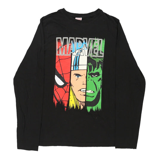 Vintage Age 14-15 Marvel Graphic Long Sleeve T-Shirt - XL Black Cotton