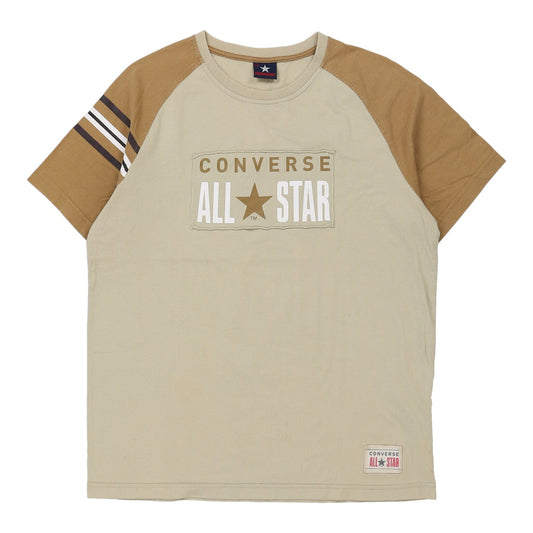 Vintage Converse Spellout T-Shirt - Large Beige Cotton
