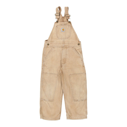 Vintage Age 8 Carhartt Double Knee Dungarees - Small Beige Cotton