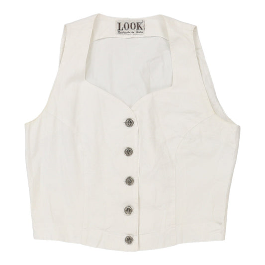 Vintage Look Waistcoat - Medium White Cotton