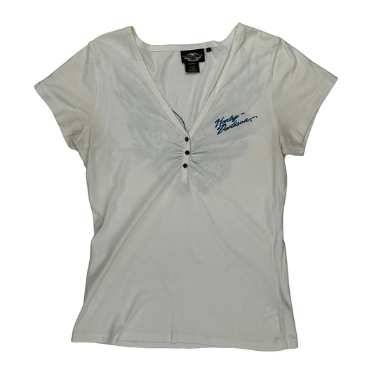 Motorcycles Harley Davidson Graphic T-Shirt - Large White Cotton