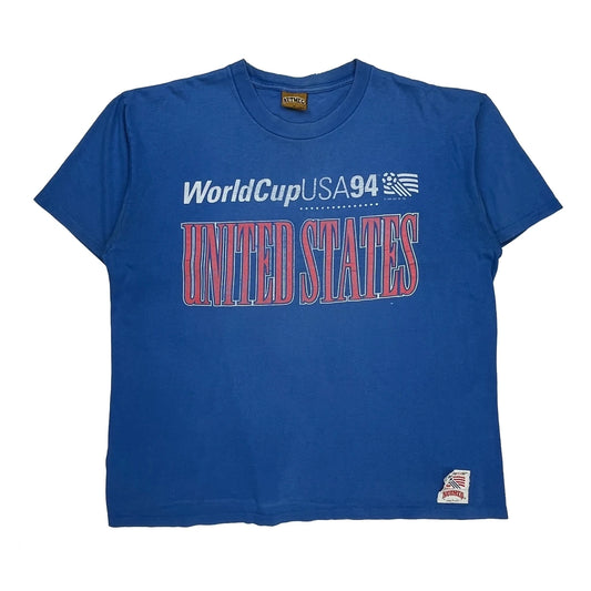 World Cup USA 94 Nutmeg Single Stitch T-Shirt - XL Blue Cotton
