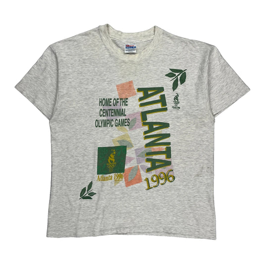 Atlanta 1996 Olympic Games Hanes Single Stitch T-Shirt - XL Grey Cotton