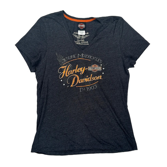 Genuine Motorcycles Harley Davidson Graphic T-Shirt - XL Grey Cotton Blend