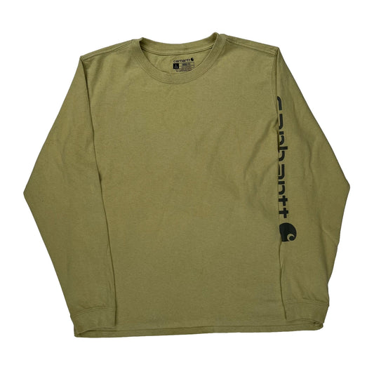 Carhartt Long Sleeve T-Shirt - Large Khaki Cotton