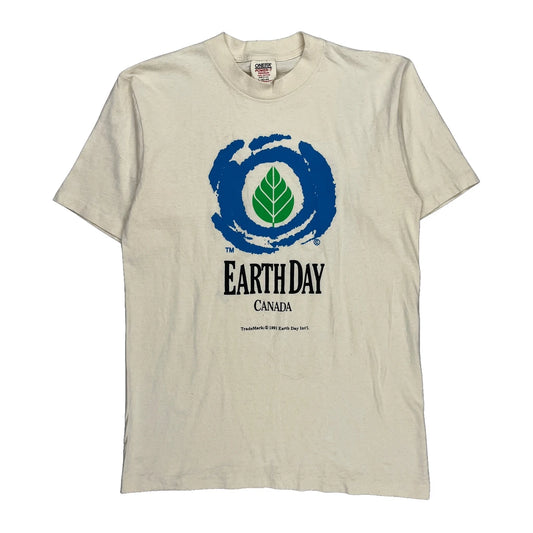 Earth Day Canada Oneita Single Stitch T-Shirt - Large Cream Cotton